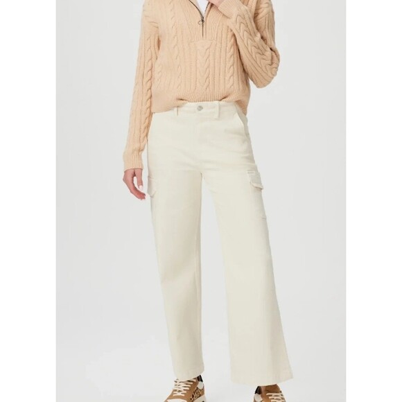 Paige Denim - PAIGE Women’s Sz 25 Jeans/Pants Sand Carly Cargo with Pockets Wide Leg MSRP $239